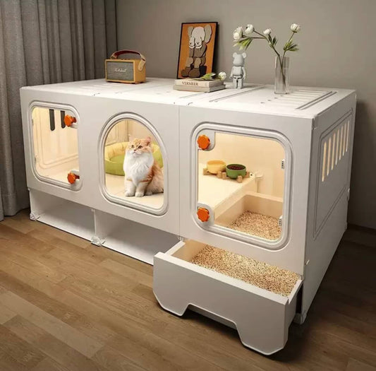 Cat house with litter box